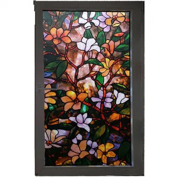 

60CM*150CM Static Cling Stained Glass Window Film Leaf Grape Magnolia Orchid Flower Cobblestone Privacy Textured Raamfolie