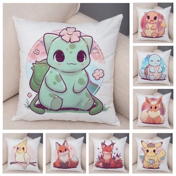 

Pokemon Pikachu Cushion Cover Decor Colorful Cute Cartoon Animal Pillowcase Pillow for Sofa Car Home Plush Pillow Cover 45x45cm