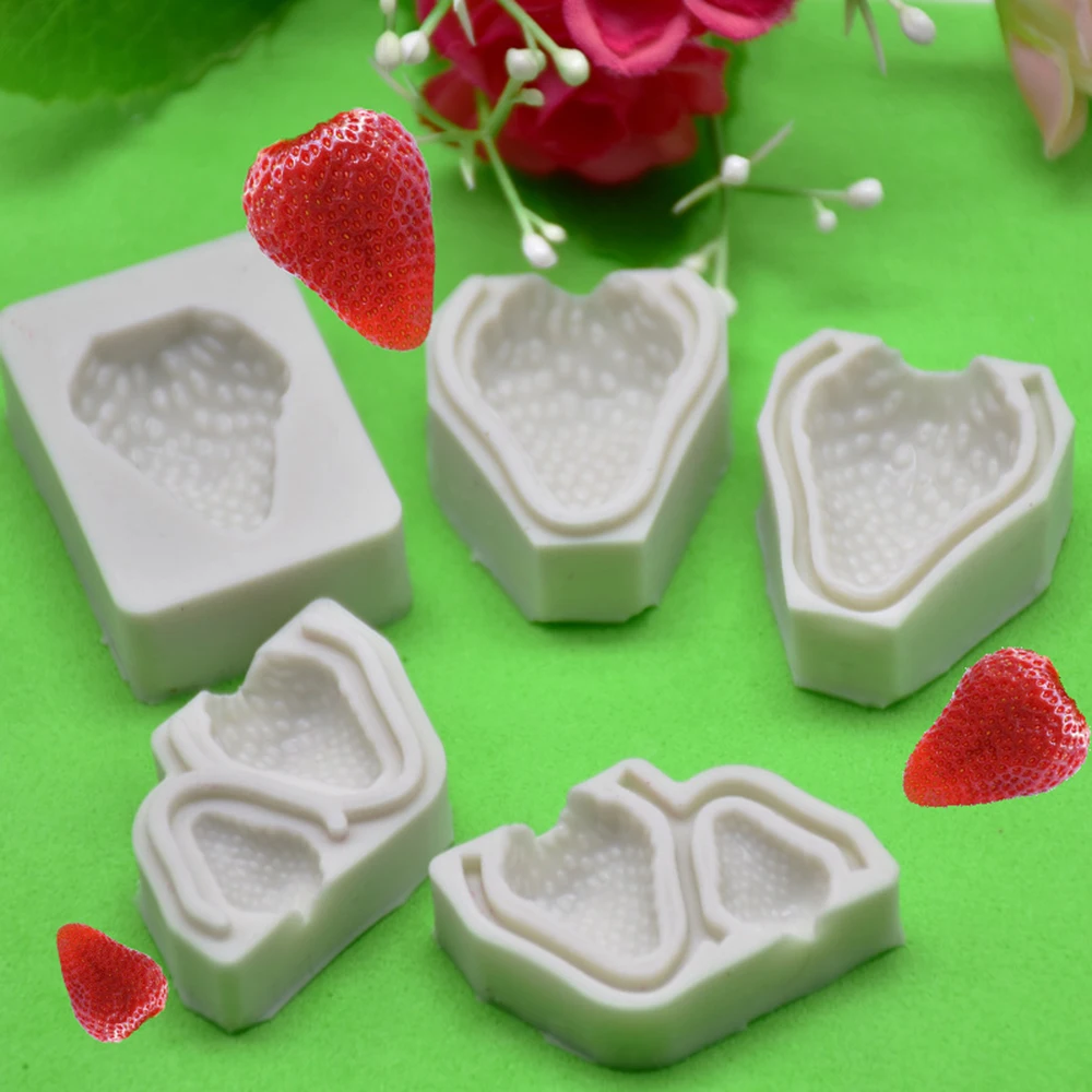

Small Strawberry Silicone Cake Baking Mold Cookies Candy Candles Simulation Fruit Pastry Decoration Epoxy Strawberry Model