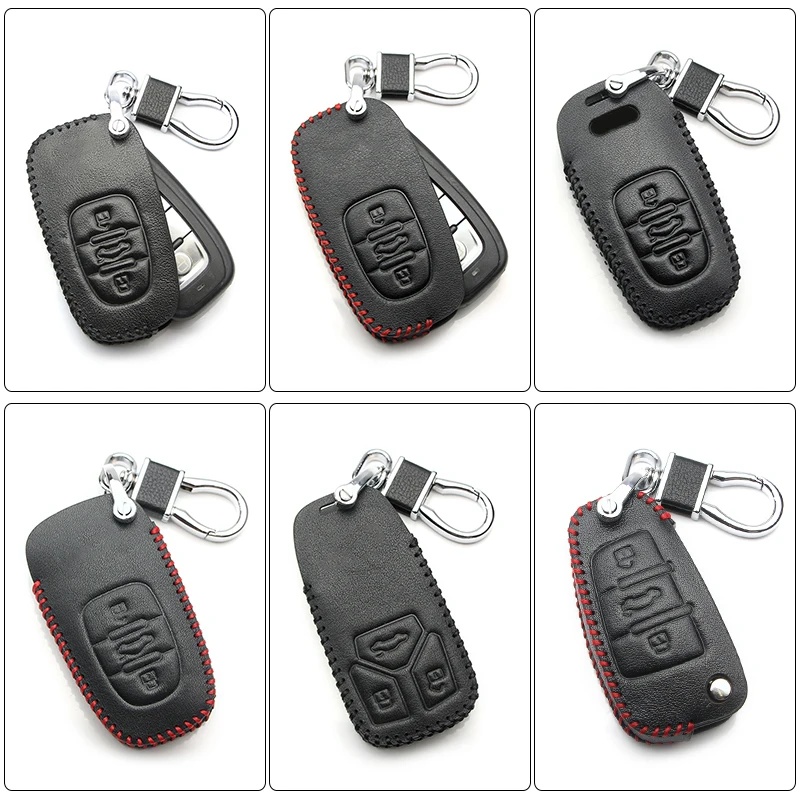 Кожаный чехол для ключей автомобиля для пульта дистанционного управления для Audi A1 A3 A4 A6 Q3 Q5 Q7 B7 avant RS3 RS6 S1 S3 TT автомобильный брелок для ключей