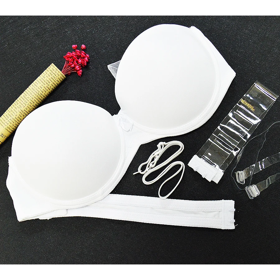 

YANDW Hot Push Up Bra White Big Size Bralette Underwear Women Halter Strapless Sexy BH Wedding A B C D E F 70 75 80 85 90 95