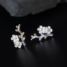 925 пробы серебряные серьги-гвоздики для женщин, белые цветочные серьги для детей, девочек, корейские минималистичные серьги, модные ювелирные изделия