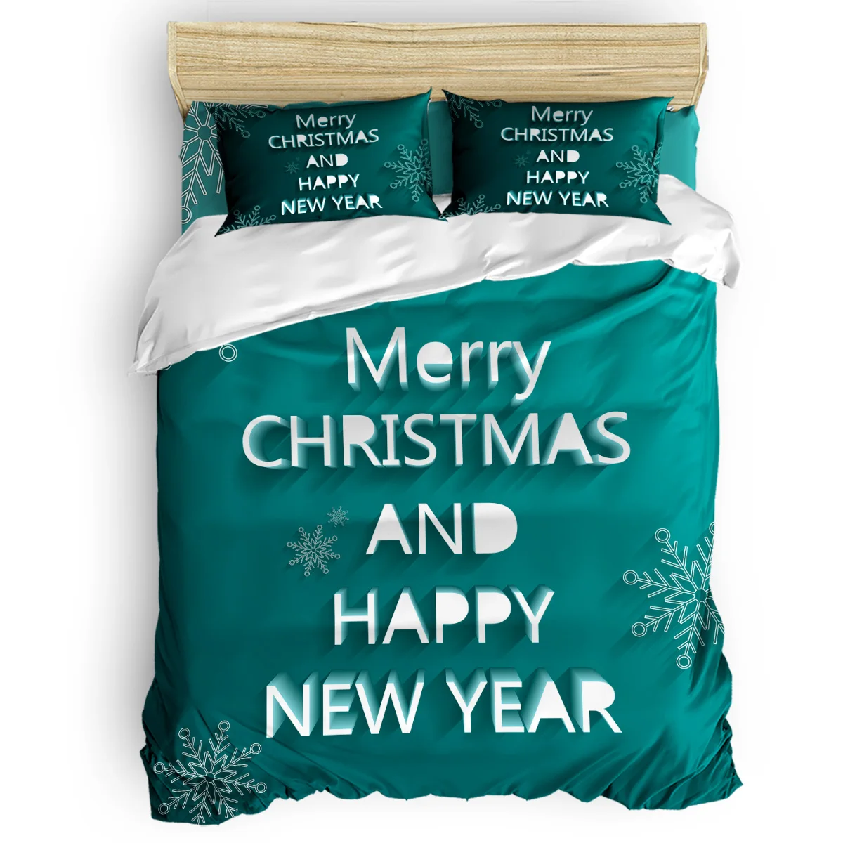 

Merry Christamas And Happy New Year Duvet Cover Set Vintage Floral Art Design Collection of 3/4pcs Bedding Set Bed Sheet Pillow