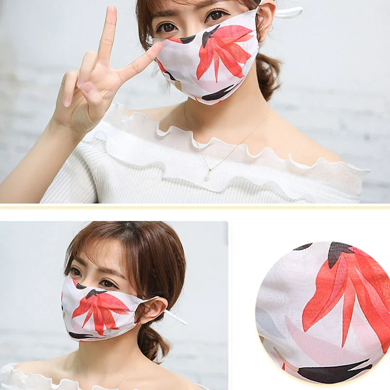 Тонкие солнцезащитные Маски с цветочным принтом шифоновые марлевые Висячие