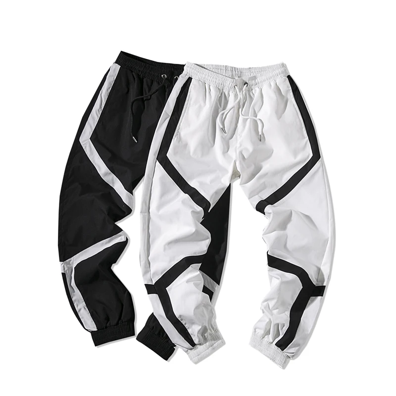 Хип-хоп джоггеры брюки мужские осень Drawstring талия Свободные тренировочные брюки хип-хоп брюки уличная черный белый s-xxl