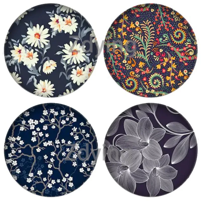 Zdying Vintage Flower Pattern Round Glass Photo Cabochon 12mm 16mm 18mm 20mm 25mm DIY Brooch Earrings Jewelry Findings | Украшения и