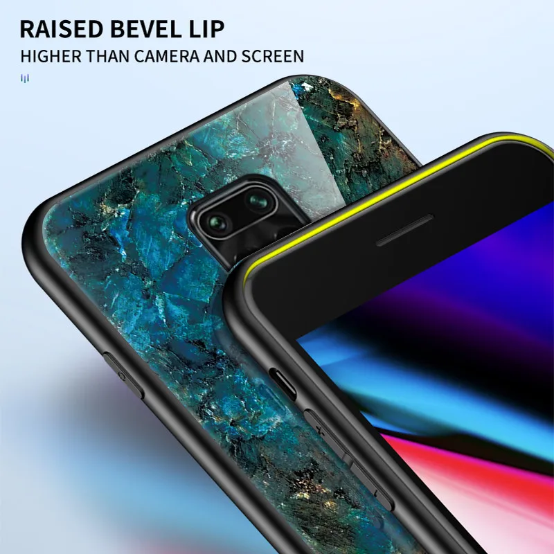 Чехол из закаленного стекла для Xiaomi Redmi Note 9s Роскошный Мраморный ТПУ чехол с
