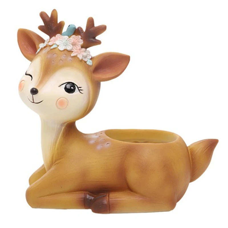 

New Succulent Resin Flower Pot Cute Sika Deer Fleshy Flower Pot Flower Pot Mini Flower Pot Desktop Flower Pot Bonsai Flower Pot