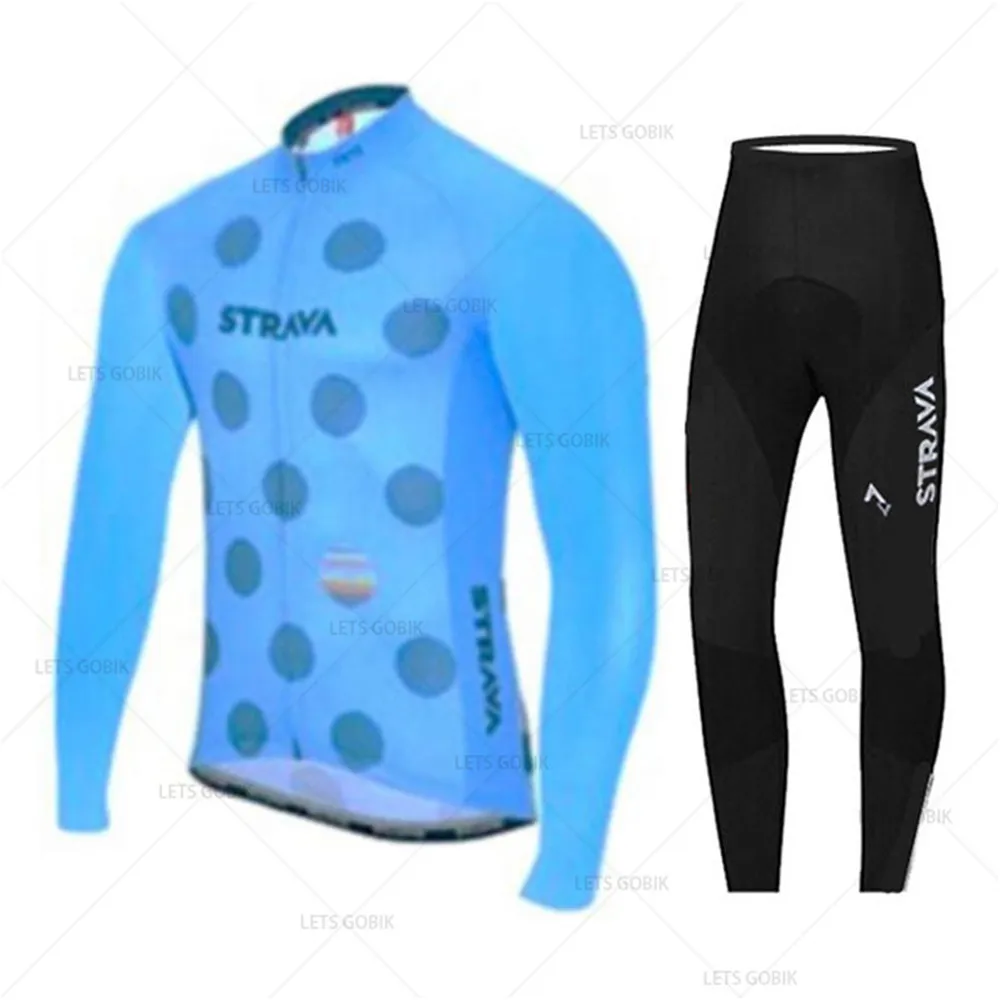 Normal cycling set STRAVA мужской Велоспорт Джерси с длинным рукавом костюм велосипедиста MTB Одежда Maillot Ropa Ciclismo Hombre велосипедная одежда 19D гель нагрудник брюки - Цвет: Normal cycling set