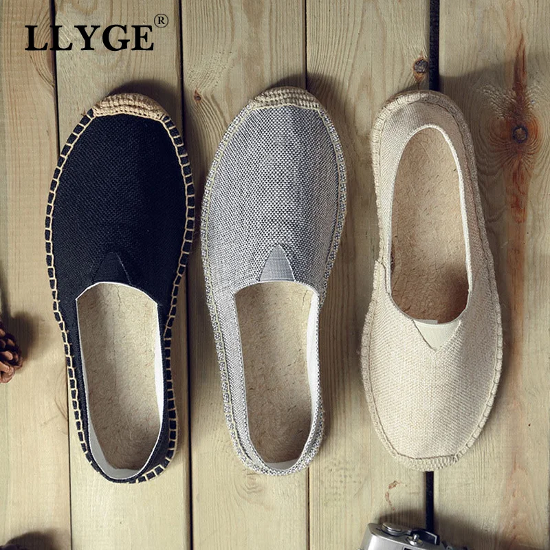 Ceny Nowe damskie szycie lniane buty haftować wkładane mokasyny obuwie damskie espadryle konopne płótno płaskie buty retro Plus Size