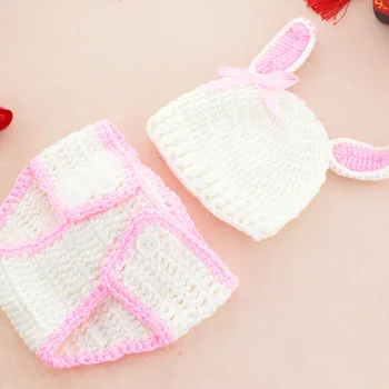 

2PCS/Set Newborn Photography Props Baby Knitted Crochet Hat Pants Baby Photo Shooting Cute Infant Cap Outfit