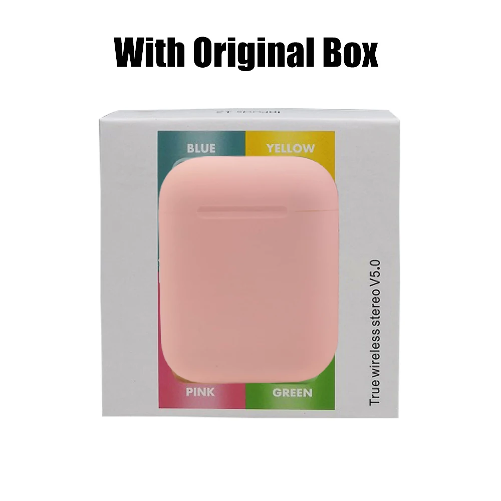 pink have box i12 tws original matte bluetooth earphone ear headphone bluetooth 5.0 Touch Pop up wireless headset sport for all smart phones - Цвет: pink have box