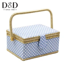 New Handmade Sewing Basket with Sewing Kit Accessories Fabric Crafts Sewing Tools Storage Box Christmas Box gift