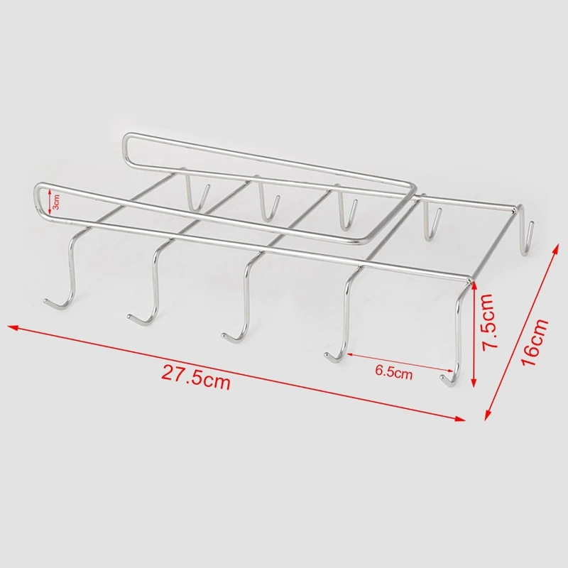 Держатель для кружек, подстаканник под полку, шкаф для кофе, кухонный стеллаж для хранения, шкаф, серебро, 10 крючков, 304, нержавеющая сталь