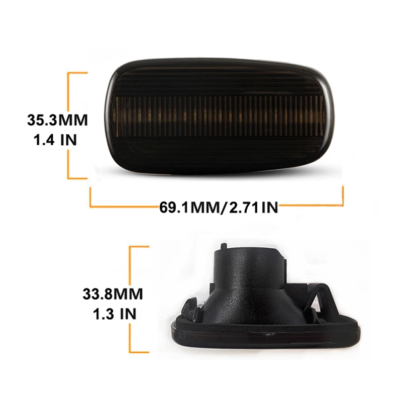 2PcsDynamic Amber LED Side Marker Light Tuan Signal Lamp For Toyota Prius Kluger Wish RAV4 Altezza Crown Land Cruiser Isis Lexus