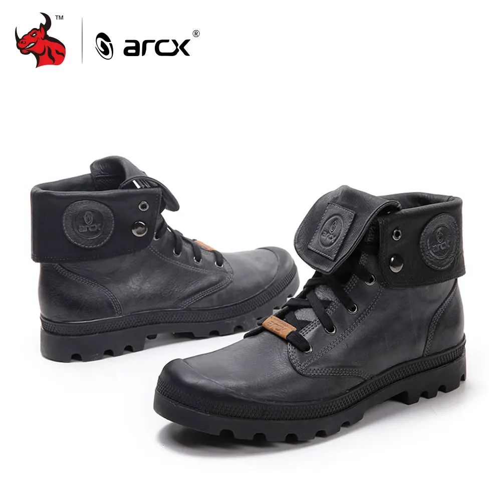 ARCX Leather Motorcycle Boots Wearable Motorcycle Shoe Protector Breathable Motorcycle Boots Retro Motorcycle Boots For Men Boat