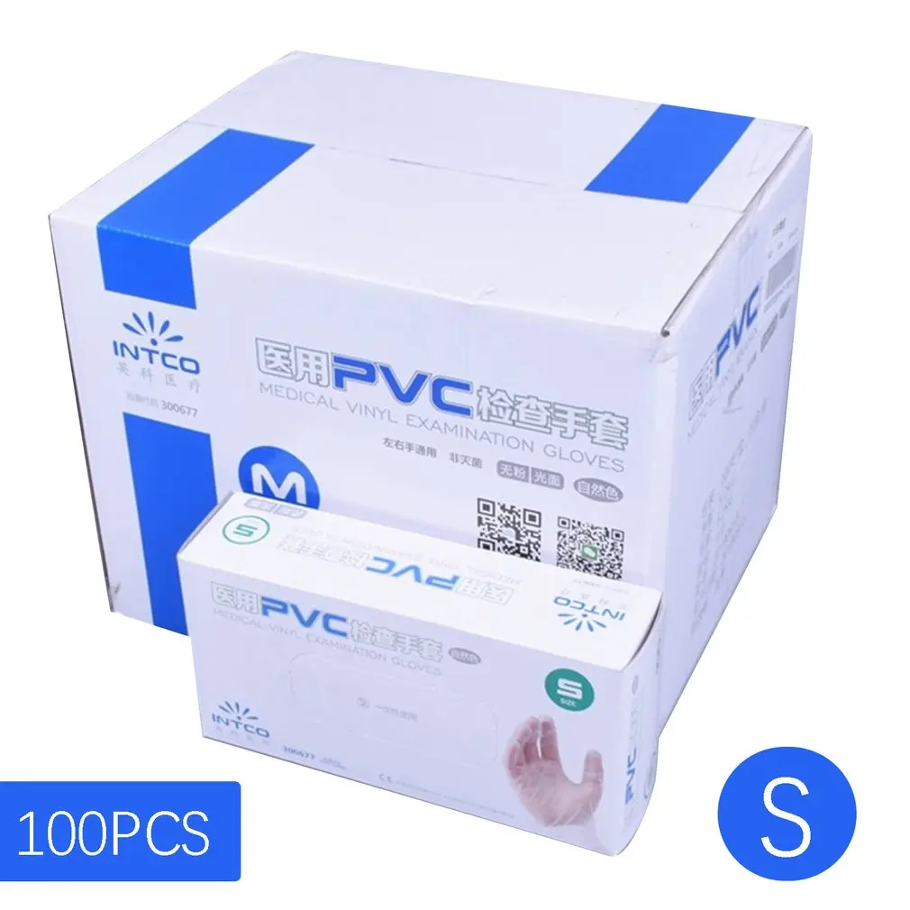 

100pcs Disposable Vinyl Gloves Powder-free Industrial Food Safety 3mm Translucent Pvc Gloves Nitrile Gloves