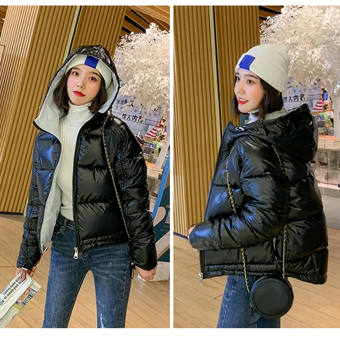 Bright Down Cotton Parkas Women's Short Bread clothing New Winter Chic Cotton Coat Women