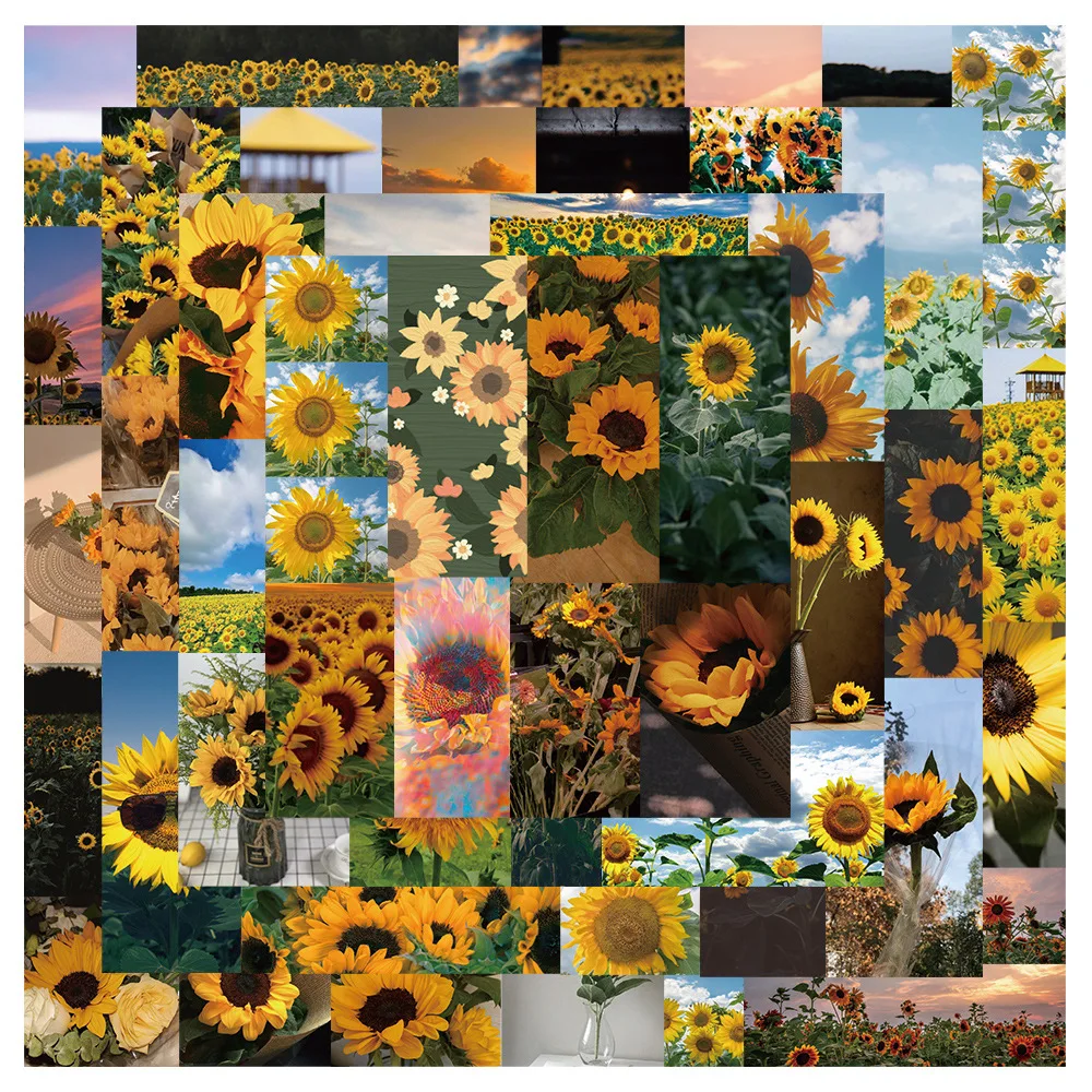 10/30/50PCS Beautiful sunflower landscape Stickers Luggage Skateboard Cute DIY Cool Graffiti Waterproof Funny Kid Toy Sticker