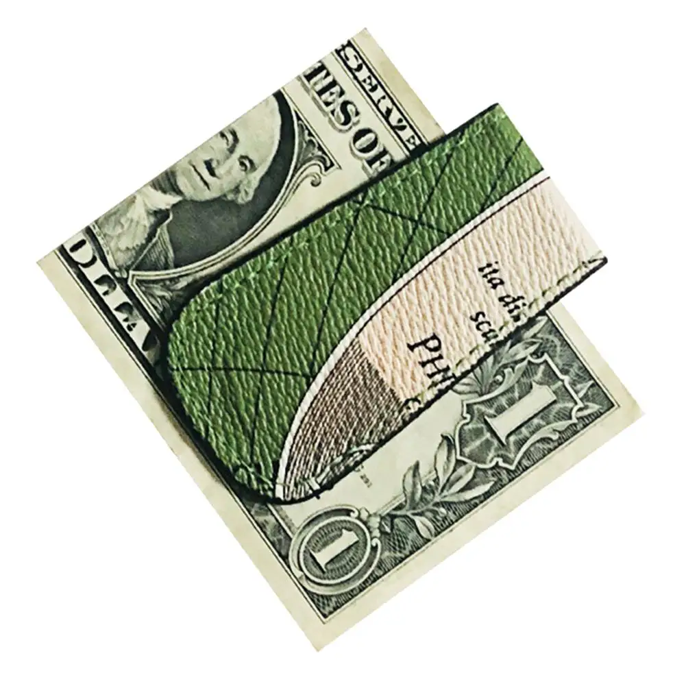 Synthetic Leather Wallet PU Leather Magnetic Money Clip Unisex Map Pattern Mini Clip Holder Credit Business Card Holder