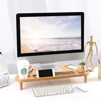 

Wooden Computer Holder Stand Computer Monitor Rack Desktop Display Heightening Base Desktop Shelf Bracket Universal Home Office