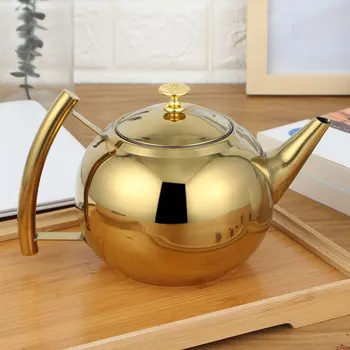 

1.5L/2L Golden Sliver Kettle With Strainer Stainless Steel Teapot Polish Fashion Durable Coffee Cold Water Pot Home Tea Tools