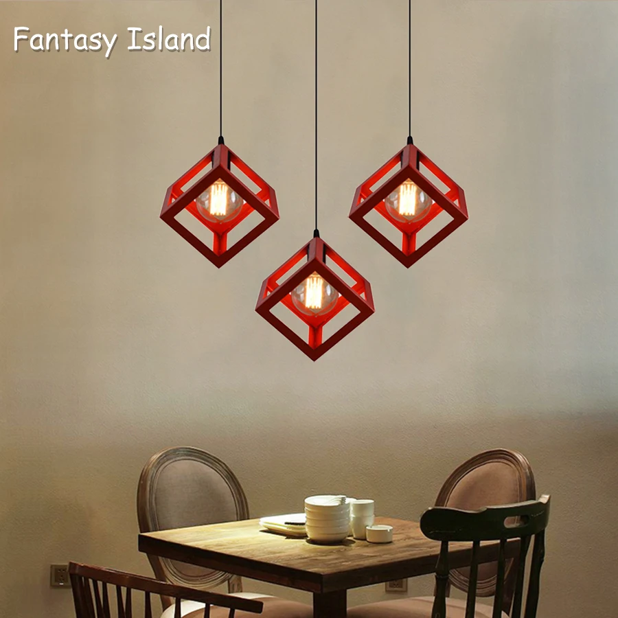 

Retro loft industrial iron hanging lights E27 85-265v LED black pendant lamps for kitchen living room bedroom aisle restaurant