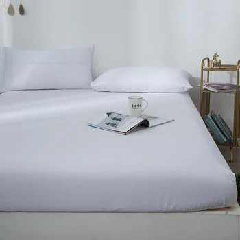 

High Quality Solid Color Waterproof Bed Fitted Sheet Mattress Cover With Elastic Mattress Protector Cover Air-Permeable Bed Pad