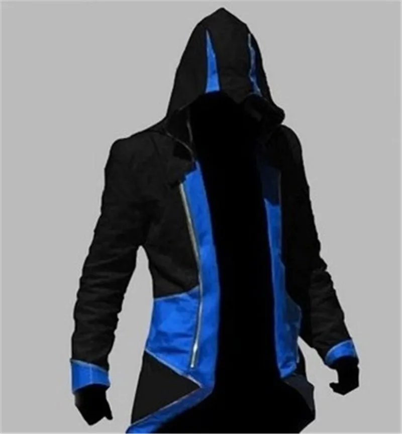 Black and blue Assassin's Creed Косплэй куртка Connor костюм на Хэллоуин - Цвет: Black and blue