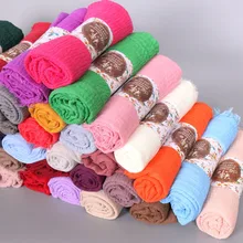 26 ピース/ロット女性クリンクルバブル綿人気の無地しわスカーフショールラップイスラム教徒ヒジャーブヘッドバンドドレープ人気のスカーフ