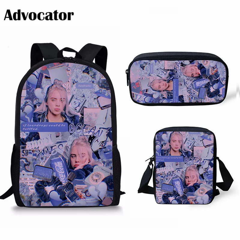 ADVOCATOR BAG ADVOCATOR 3 шт./компл. Billie Eilish шаблон школьные сумки набор для подростков студентов детский рюкзак для мальчиков сумка-портфель - Цвет: ADVOCATOR BAG