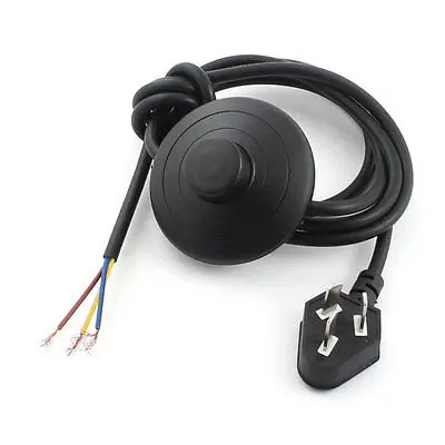 

AU Plug AC 125V 2A 70mm Diameter Inline Power Pedal Light Foot Switch 1.8M Black