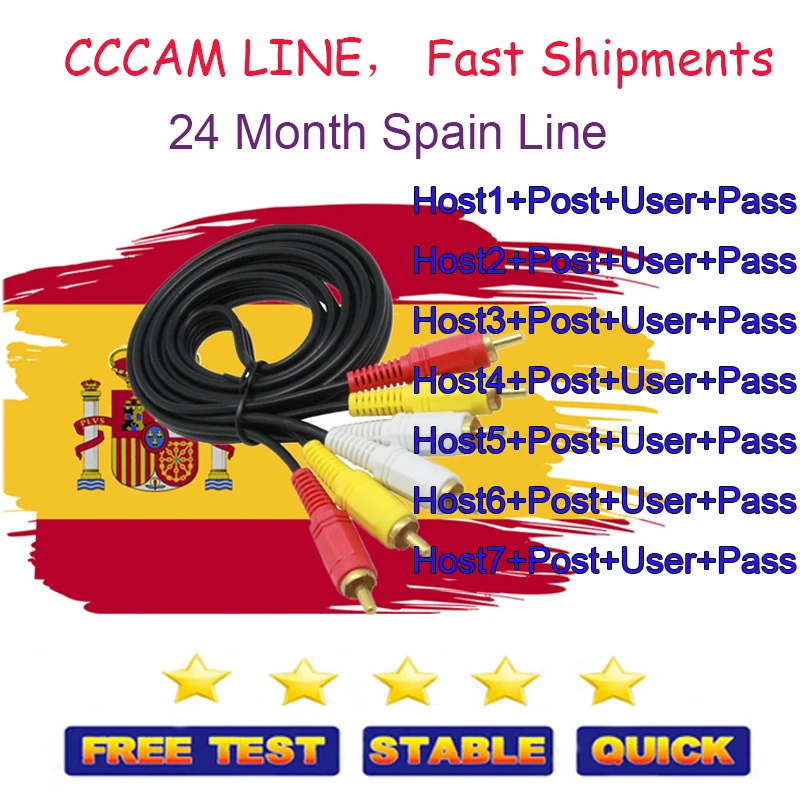 CCCAM 1 год Испания для спутникового ТВ ресивер 7 Clines wifi FULL HD DVB-S2 поддержка Испания cccam Европа cline ccam сервер бесплатно