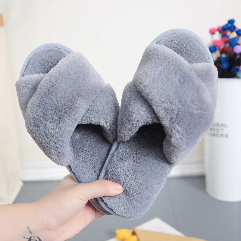 

New Crossover Fur Slippers For Women Comfortable And Warm Flat Bottom Slippers Home Slippers Home Soft Slippers Winter House