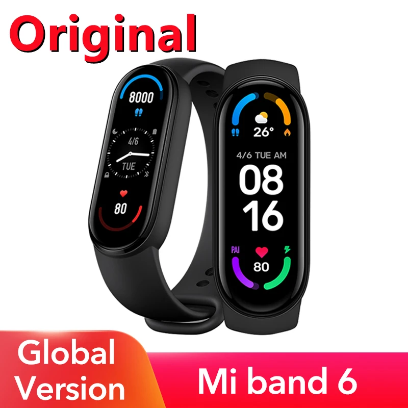 Global Version Xiaomi Mi Band 6 Smart Bracelet 1.56&quotAMOLED Screen miBand Heart Rate Waterproof Fitness Traker Bluetooth 5 ATM |
