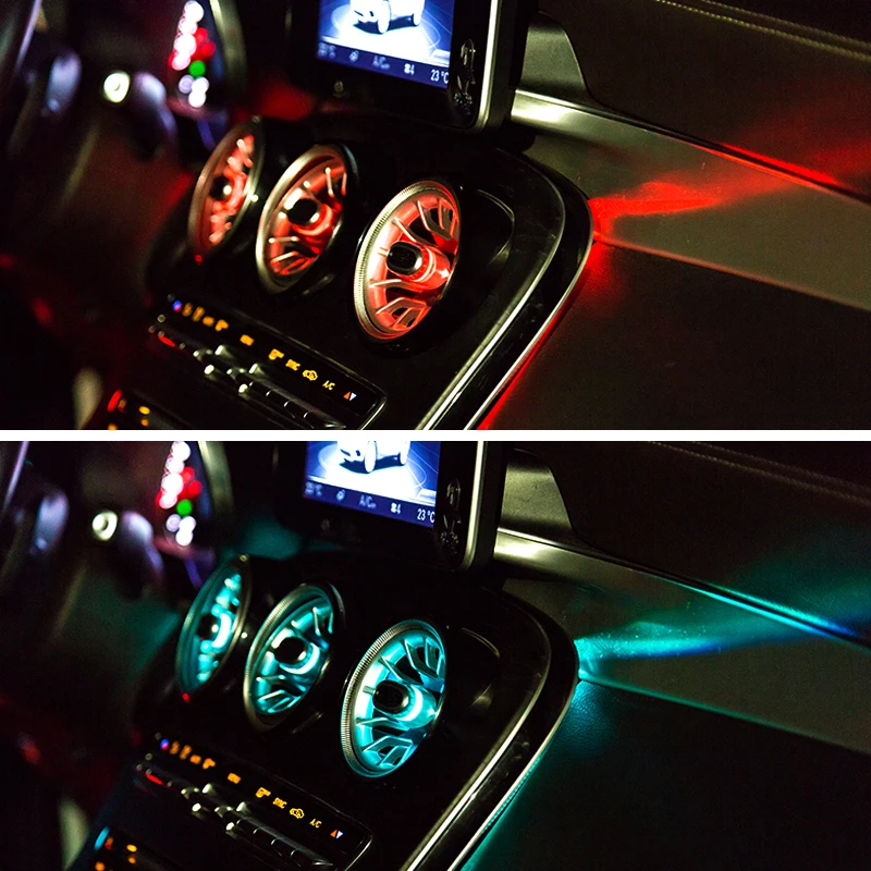 64 colors air conditioning ambient lights for W205 GLC class turbine outlet LED air vent inlet outlet front center decoration