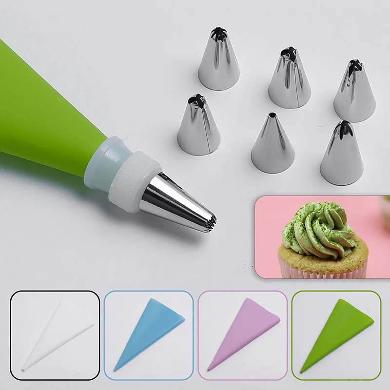 Cake Decorating Tip Set 8/26Pcs/Set Silicone Pastry Bag Kitchen Icing Piping Cream Reusable + 24 Nozzle