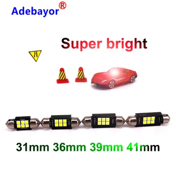 

10 X Festoon 31mm 36mm 39mm 41mm LED Light 6 3030 SMD Dome Bulb Reading Lamp Canbus DC 12V-30V White For Car and Truck adebayor