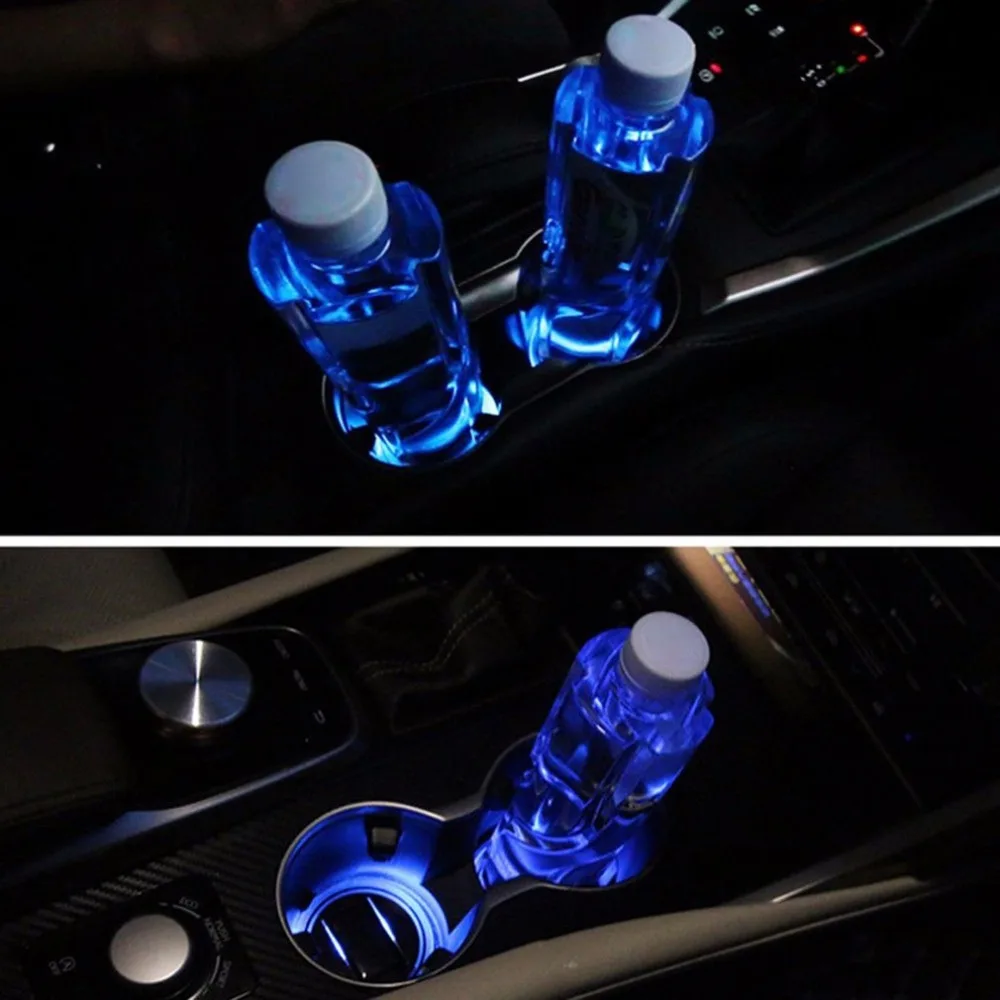 Blau 72mm Universal Solar LED Auto Getränkehalter Matte rutschfeste wasserdichte Pad Flasche Getränke Untersetzer Atmosphäre Lampe für Auto SUV LKW 