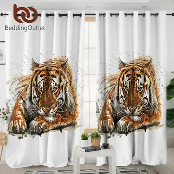 

BeddingOutlet Tiger Curtains Blackout Watercolor Bedroom Curtains Wild Animal Living Room Curtain Night Sky Galaxy cortinas 1pc