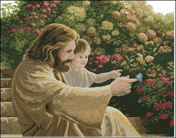 

COTTON Counted Cross Stitch Kit in His Sight Christ and Child Butterfly dim 35129