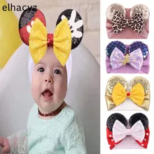 Serre tête à paillettes pour filles, 5 pouces, Turban Chic, oreilles de souris, accessoires de cheveux, à la mode, été 