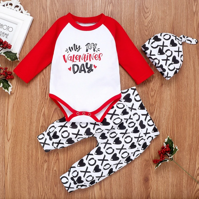 Одежда на День Святого Валентина для малышей Комбинезон новорожденных девочек и