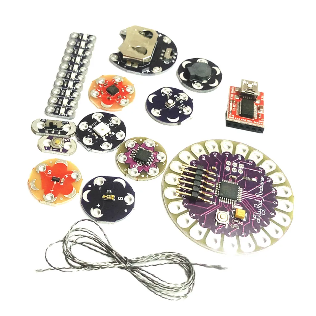 Lilypad Arduino Kit Wearable Sewable Led Suite ATmega328P Temp Sensor Buzzer