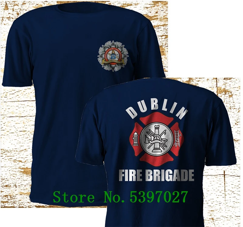

Newest 2020 Men T-Shirt Print New Dublin Firefighter Fire Brigade Service Uniform Navy T SHirt S-5XL fashion