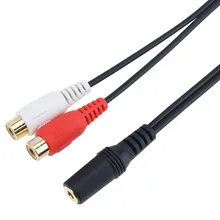 Gold Plated 3 5mm Jack Female to 2 RCA Female Stereo Audio Splitter Adapter Cable For Headphones DVD CD TV VCR 300pcs