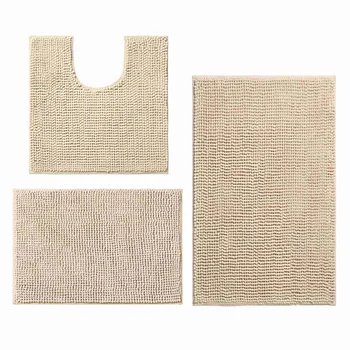 

3 Pieces Bathroom Rugs,Anti-Slip Chenille Bath Rug, Super Absorbent Luxury Shaggy Bath Mats Set, Machine Washable