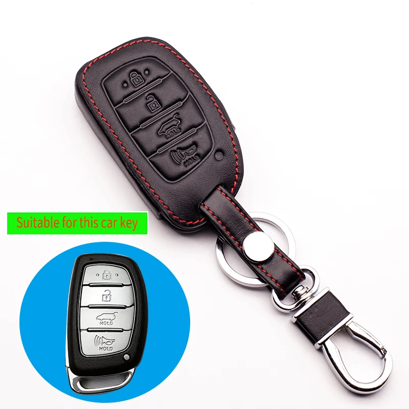 2017 Newest Hot sale Car Genuine Leather Case Cover fob for Hyundai 4 button remote control protect shell starline a93 | Автомобили и