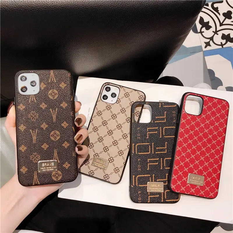 Luxury Brand Leather Case for Apple iPhone 13 12 11 Pro Max XR XS Mini 8 7 6S Plus Grid Flower Official Designer Silicone Cover | Мобильные