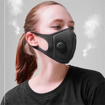 

Sponge Half Face Mouth Mask Thermal Dust Mask Respirator Dustproof PM2.5 Pollution Gauze with Breath Valve Wide Straps Unisex